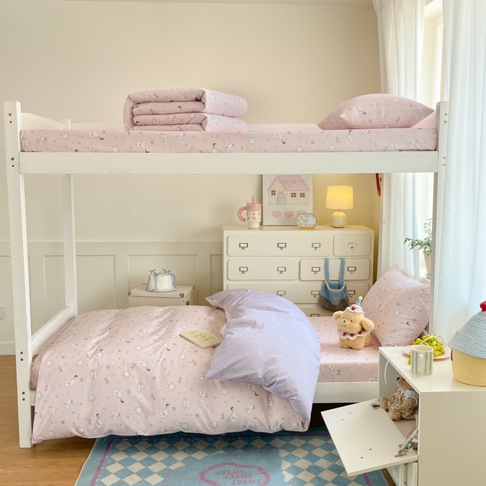 91家纺网 家纺一手货源 找家纺 寻米 2025新款全棉印花学生季学生三件套 芋泥啵啵