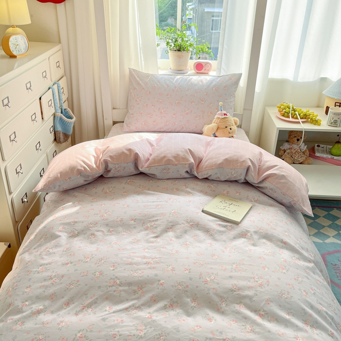 91家纺网 家纺一手货源 找家纺 寻米 2025新款全棉印花学生季学生三件套 紫罗兰