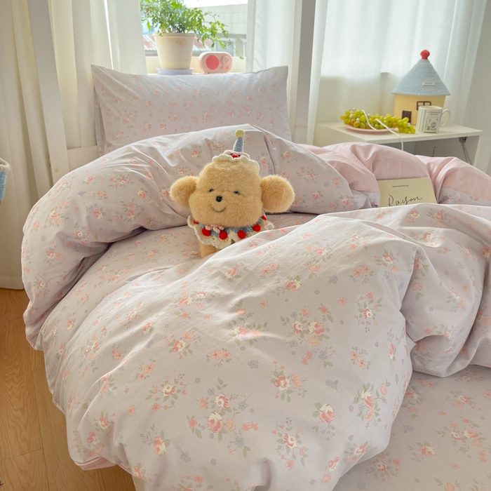 91家纺网 家纺一手货源 找家纺 寻米 2025新款全棉印花学生季学生三件套 紫罗兰