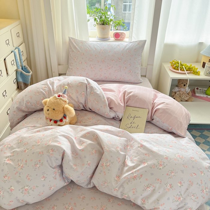 91家纺网 家纺一手货源 找家纺 寻米 2025新款全棉印花学生季学生三件套 紫罗兰