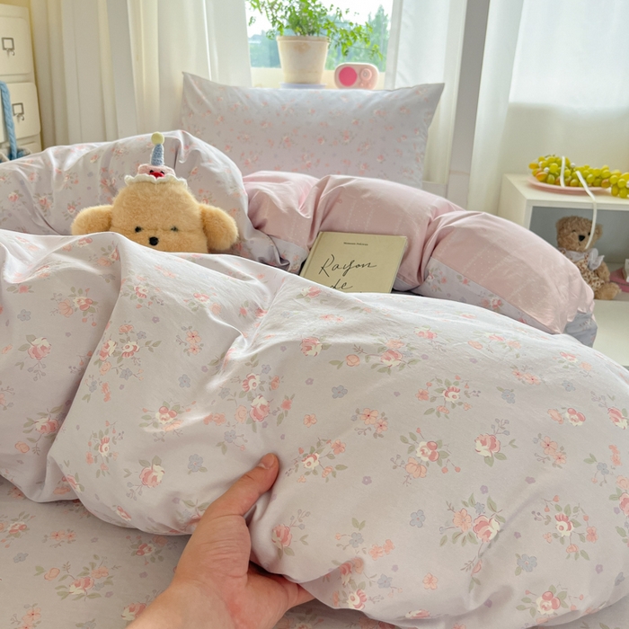 91家纺网 家纺一手货源 找家纺 寻米 2025新款全棉印花学生季学生三件套 紫罗兰