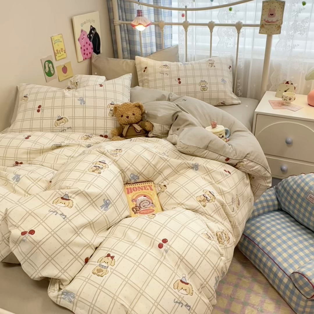 91家纺网 家纺一手货源 找家纺 （总）呗旺鹿 2025新款40s全棉纯棉卡通印花学生系列四件套