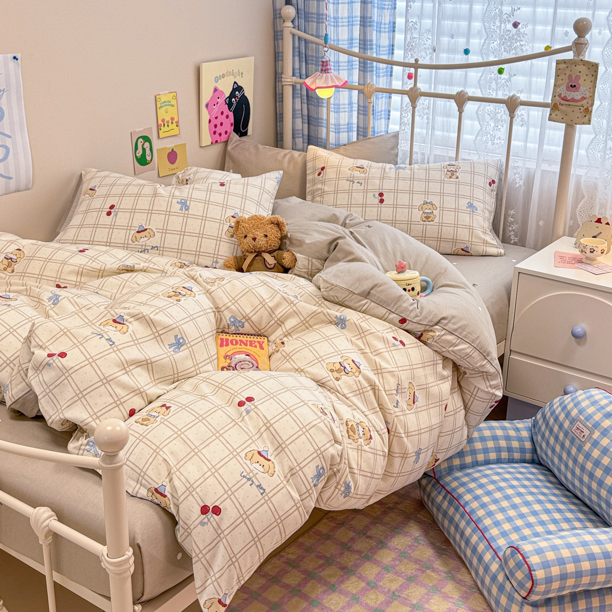 91家纺网 家纺一手货源 找家纺 （总）呗旺鹿 2025新款40s全棉纯棉卡通印花学生系列四件套