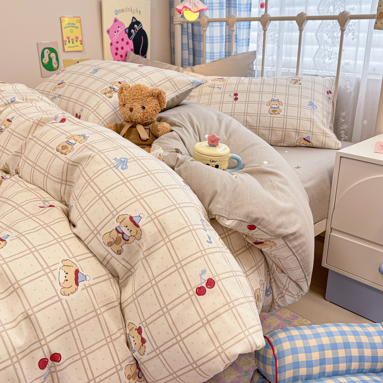 91家纺网 家纺一手货源 找家纺 （总）呗旺鹿 2025新款40s全棉纯棉卡通印花学生系列四件套