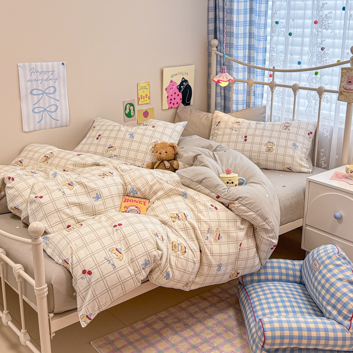 91家纺网 家纺一手货源 找家纺 （总）呗旺鹿 2025新款40s全棉纯棉卡通印花学生系列四件套