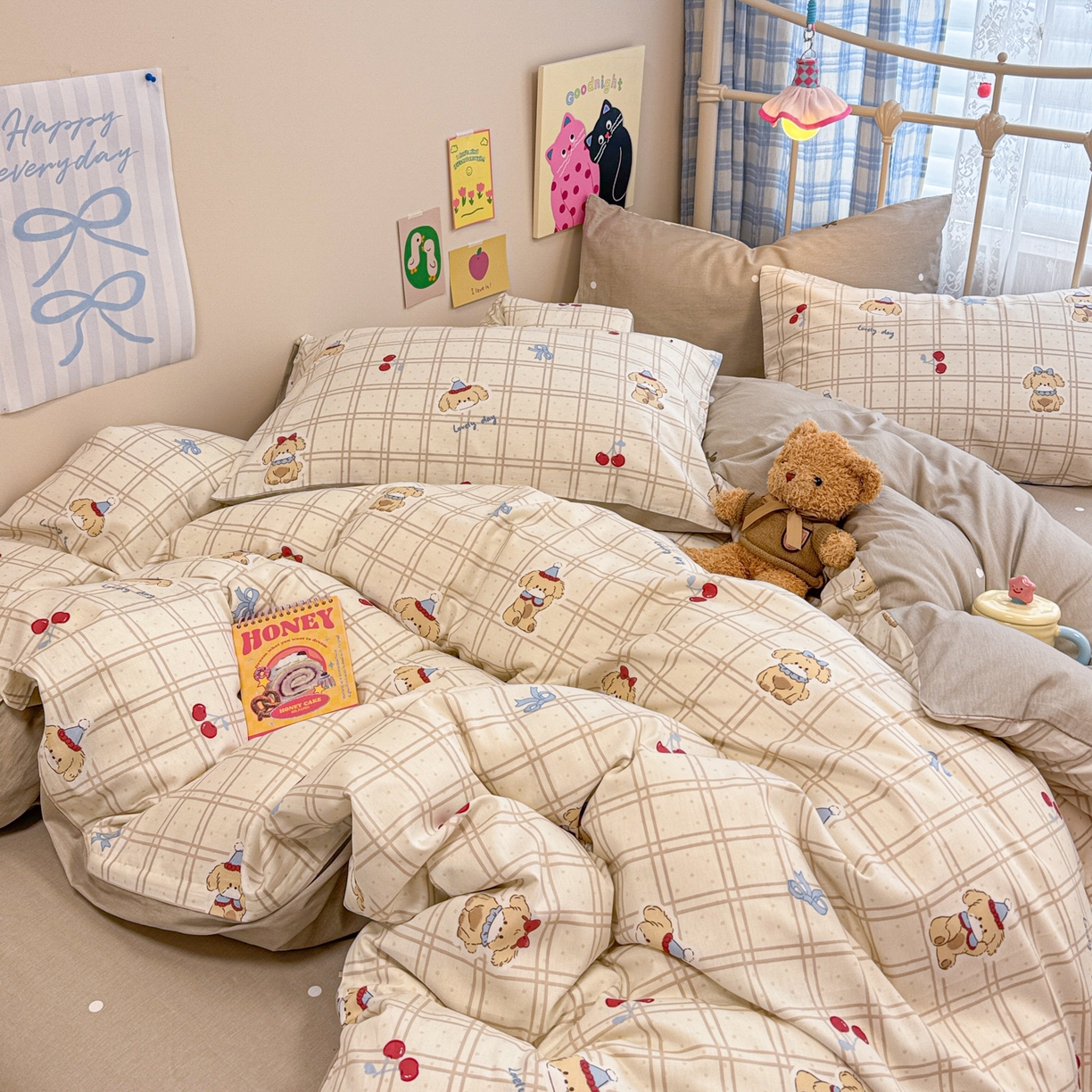 91家纺网 家纺一手货源 找家纺 （总）呗旺鹿 2025新款40s全棉纯棉卡通印花学生系列四件套