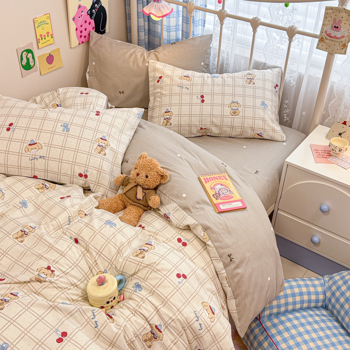 91家纺网 家纺一手货源 找家纺 （总）呗旺鹿 2025新款40s全棉纯棉卡通印花学生系列四件套