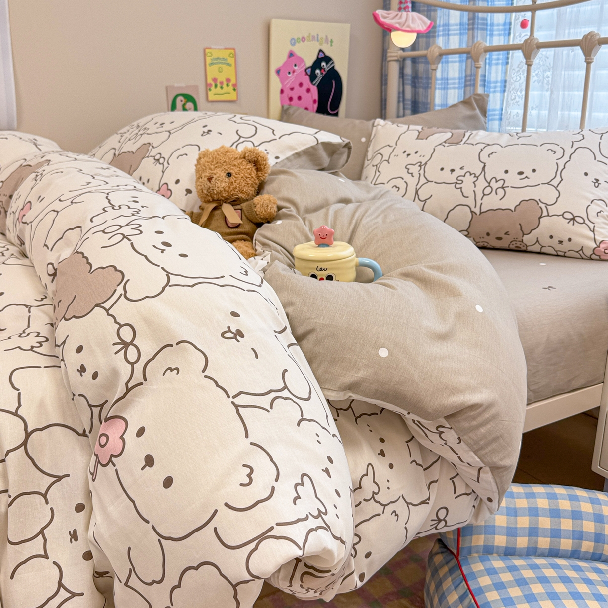 91家纺网 家纺一手货源 找家纺 （总）呗旺鹿 2025新款40s全棉纯棉卡通印花学生系列四件套