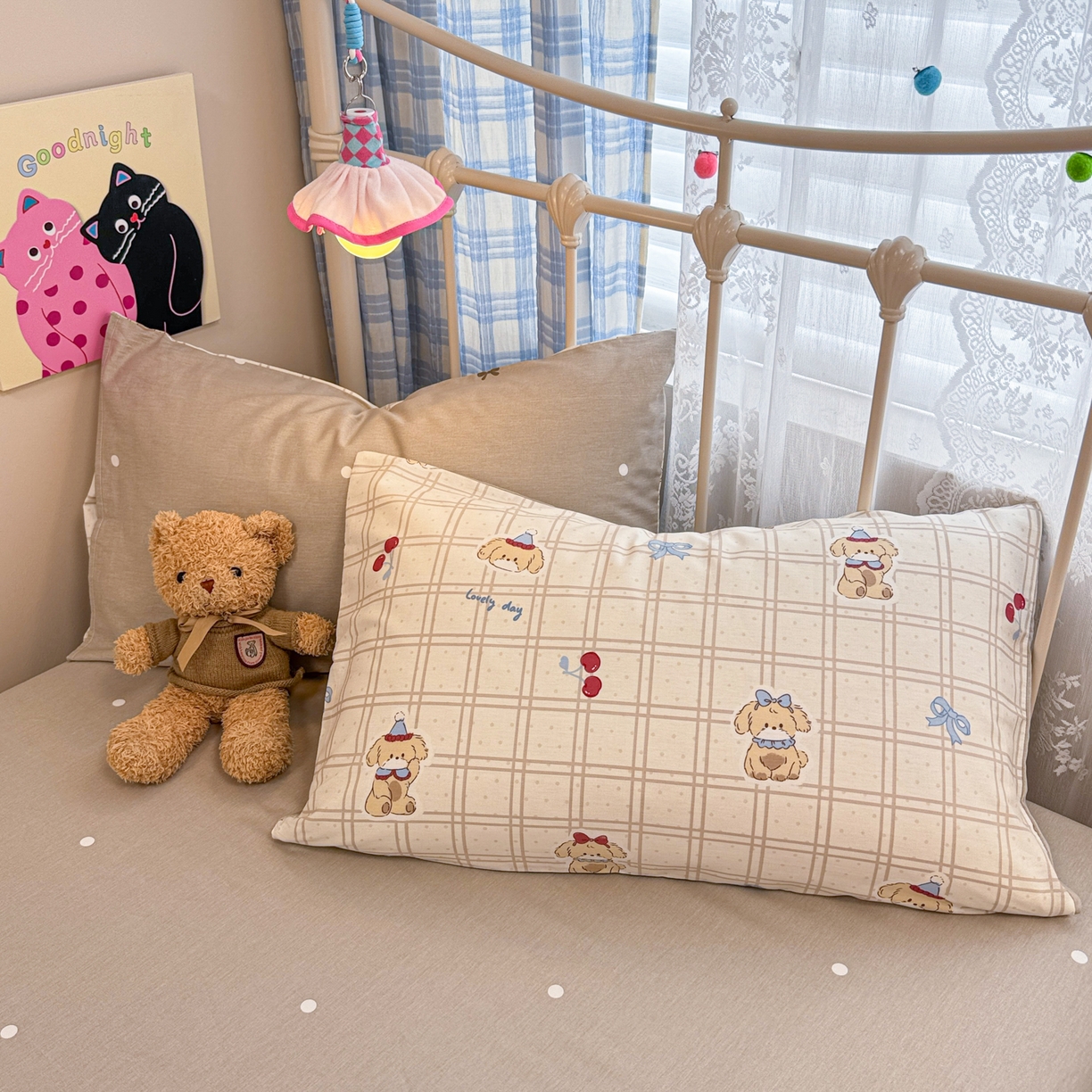 91家纺网 家纺一手货源 找家纺 呗旺鹿 2025新款40s全棉纯棉卡通印花学生系列四件套 班尼小狗