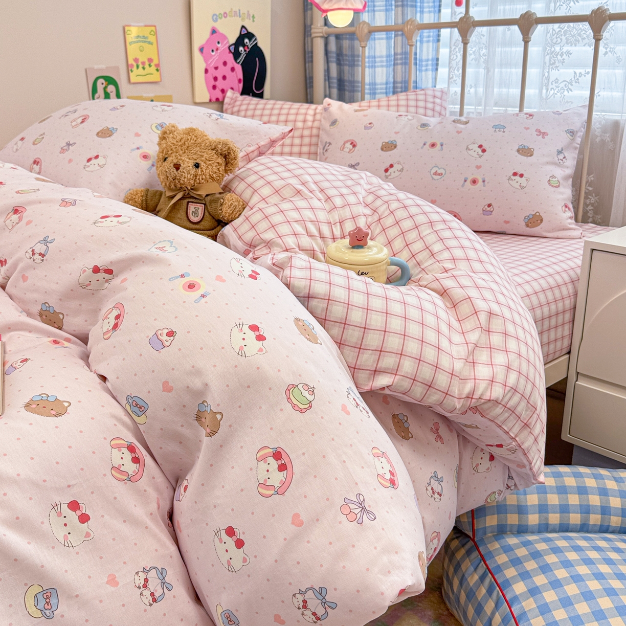 91家纺网 家纺一手货源 找家纺 呗旺鹿 2025新款40s全棉纯棉卡通印花学生系列四件套 甜品菲菲