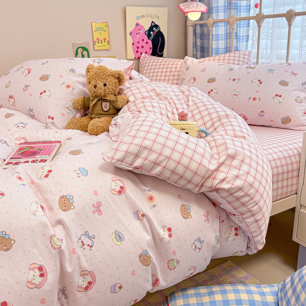 91家纺网 家纺一手货源 找家纺 呗旺鹿 2025新款40s全棉纯棉卡通印花学生系列四件套 甜品菲菲