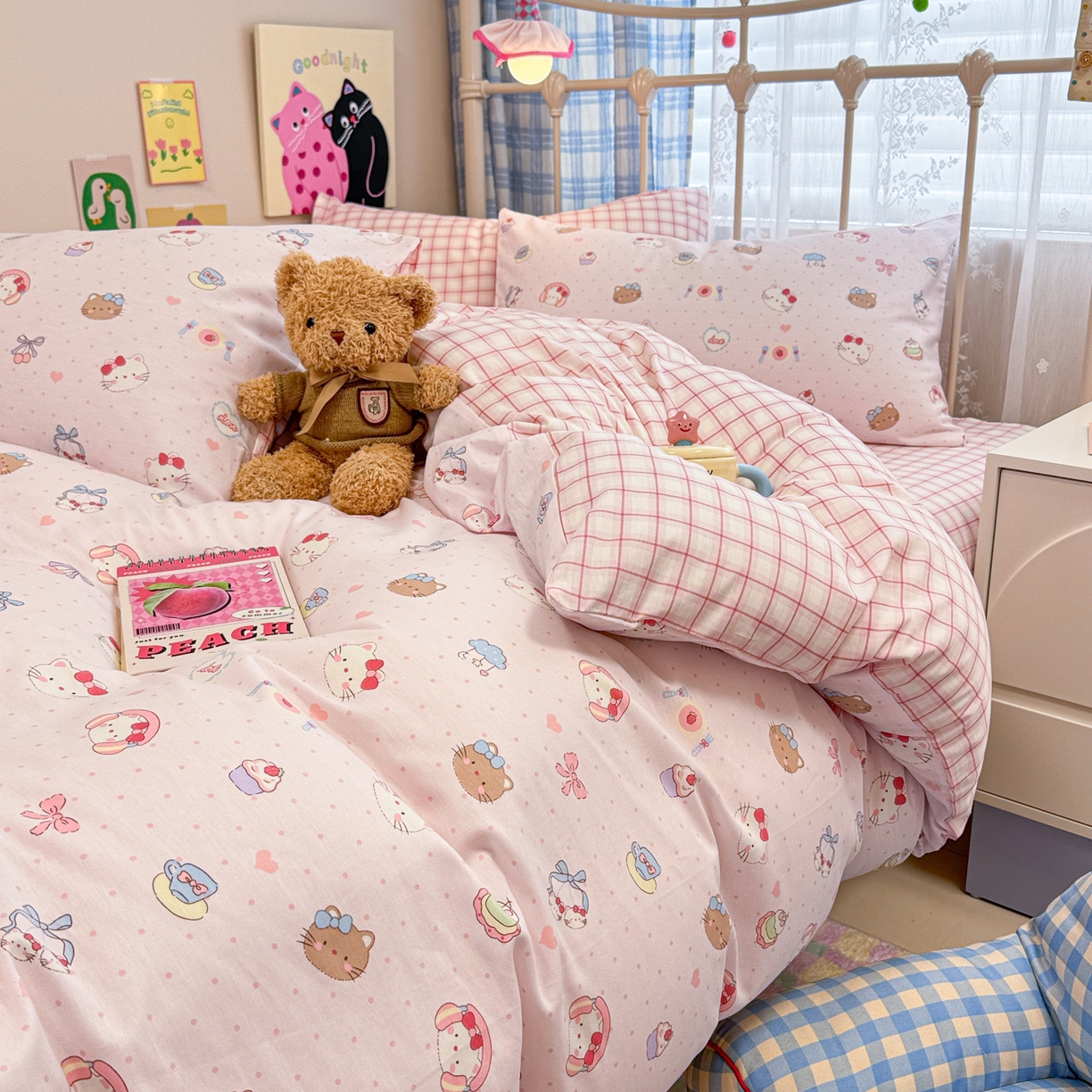 91家纺网 家纺一手货源 找家纺 呗旺鹿 2025新款40s全棉纯棉卡通印花学生系列四件套 甜品菲菲