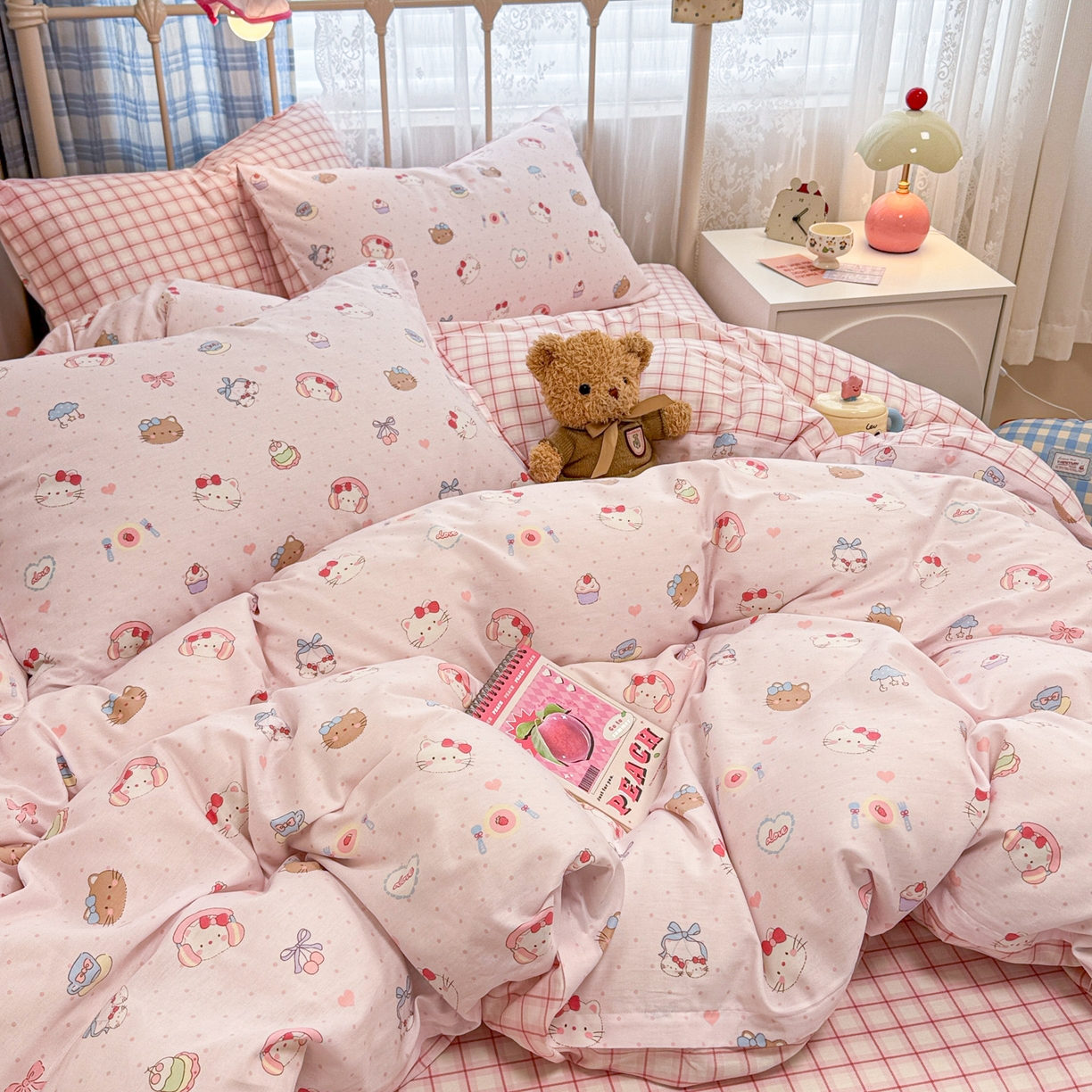 91家纺网 家纺一手货源 找家纺 呗旺鹿 2025新款40s全棉纯棉卡通印花学生系列四件套 甜品菲菲