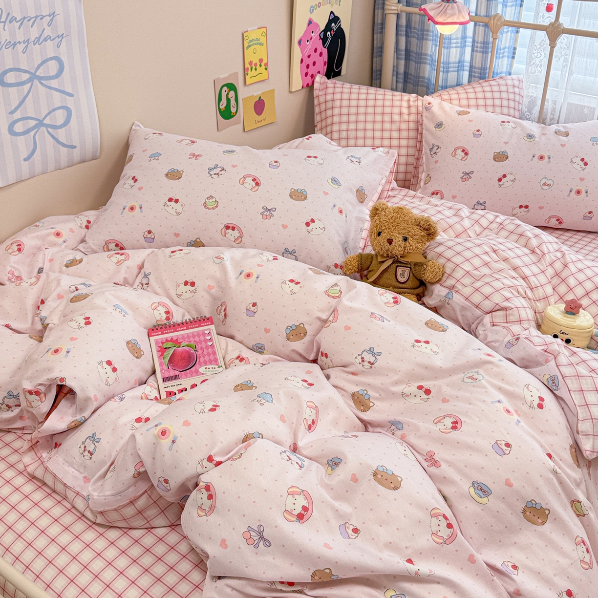 91家纺网 家纺一手货源 找家纺 呗旺鹿 2025新款40s全棉纯棉卡通印花学生系列四件套 甜品菲菲