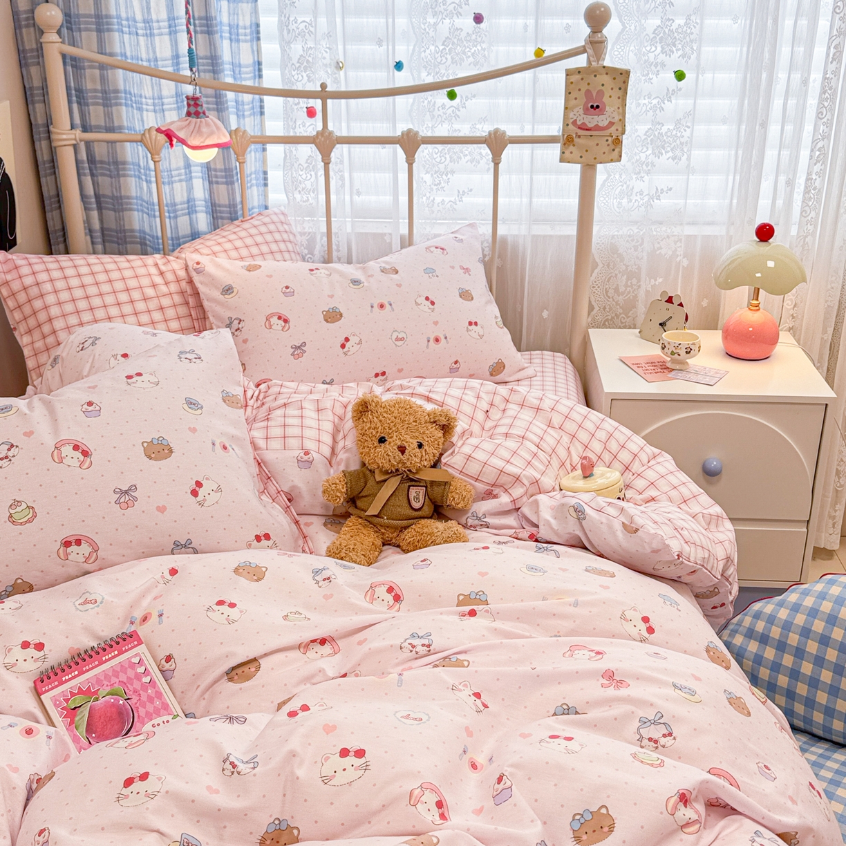 91家纺网 家纺一手货源 找家纺 呗旺鹿 2025新款40s全棉纯棉卡通印花学生系列四件套 甜品菲菲