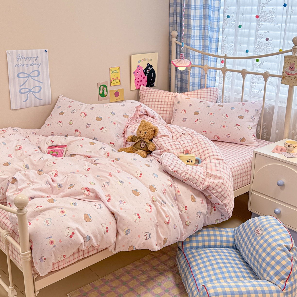 91家纺网 家纺一手货源 找家纺 呗旺鹿 2025新款40s全棉纯棉卡通印花学生系列四件套 甜品菲菲