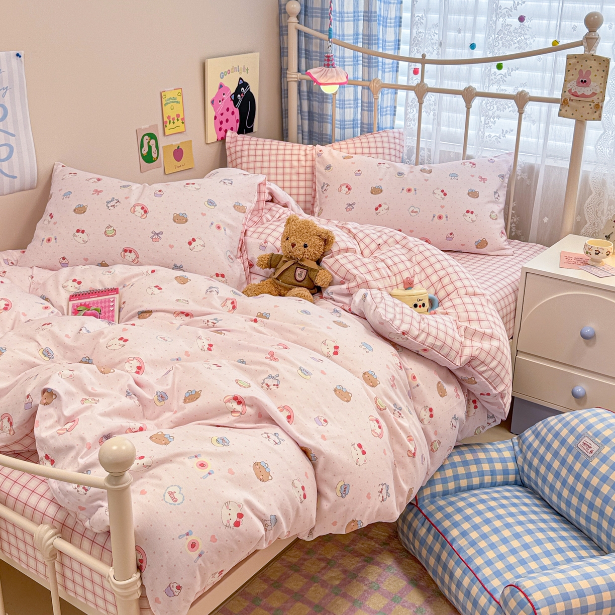 91家纺网 家纺一手货源 找家纺 呗旺鹿 2025新款40s全棉纯棉卡通印花学生系列四件套 甜品菲菲