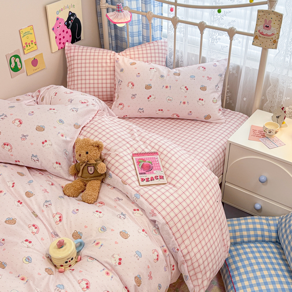 91家纺网 家纺一手货源 找家纺 呗旺鹿 2025新款40s全棉纯棉卡通印花学生系列四件套 甜品菲菲