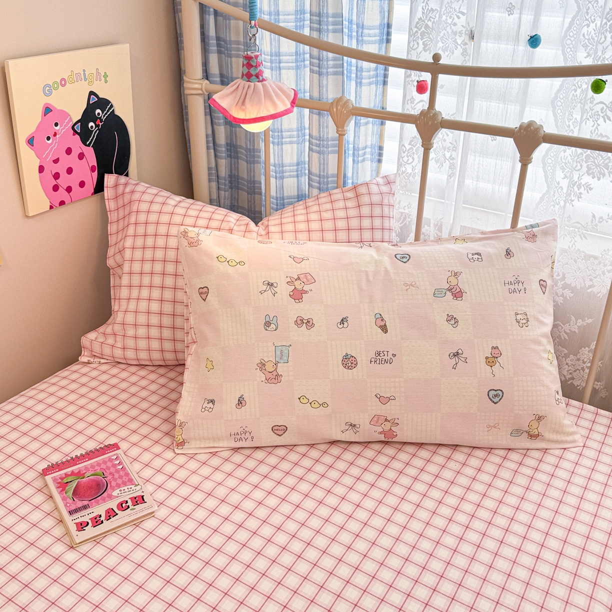 91家纺网 家纺一手货源 找家纺 呗旺鹿 2025新款40s全棉纯棉卡通印花学生系列四件套 兔子假期