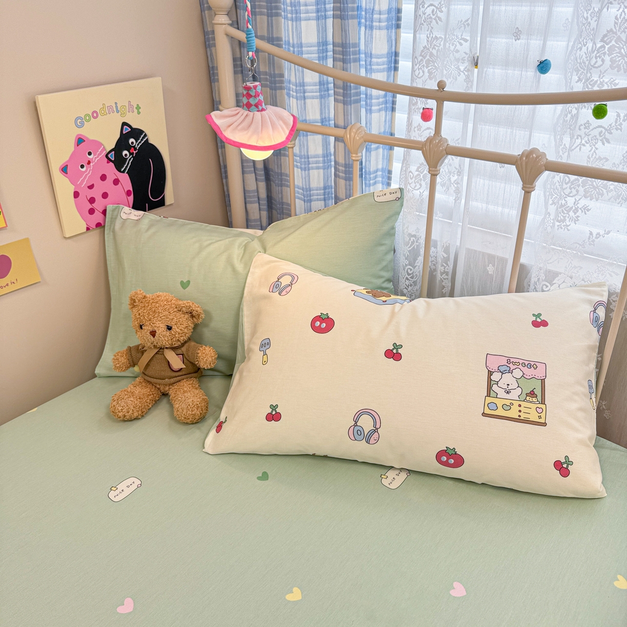 91家纺网 家纺一手货源 找家纺 呗旺鹿 2025新款40s全棉纯棉卡通印花学生系列四件套 熊熊酱