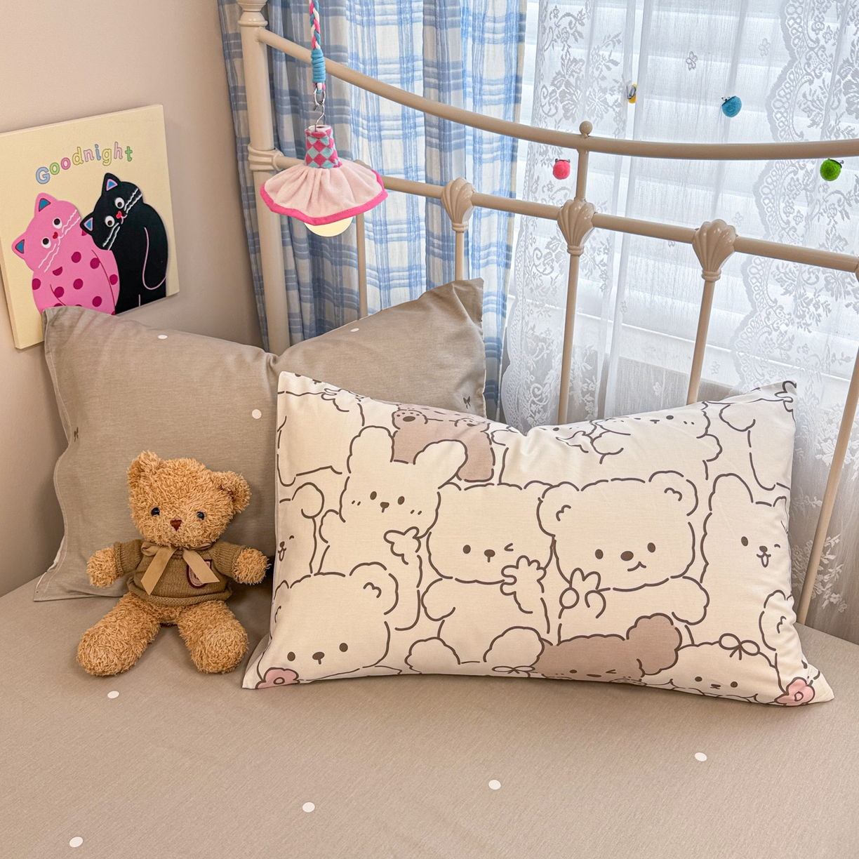 91家纺网 家纺一手货源 找家纺 呗旺鹿 2025新款40s全棉纯棉卡通印花学生系列四件套 耶耶熊