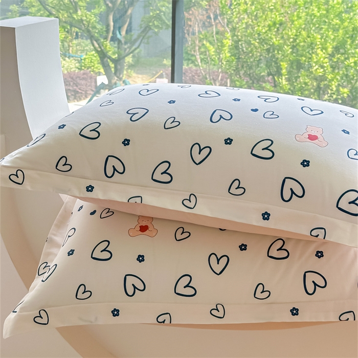 91家纺网 家纺一手货源 找家纺 芙绣家纺 2025新款A类全棉小清新印花单床单学生单品 爱心-藕粉