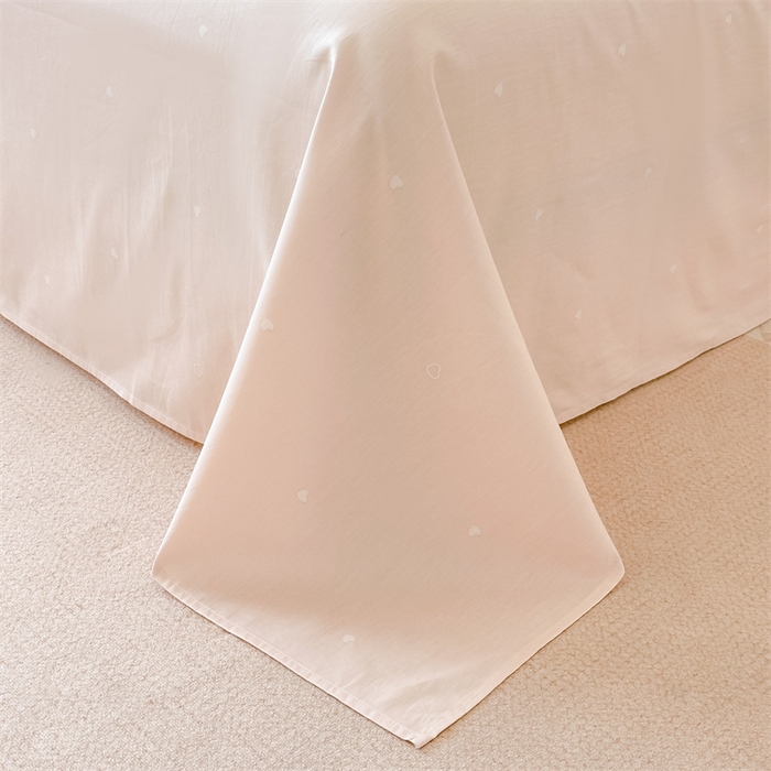 91家纺网 家纺一手货源 找家纺 芙绣家纺 2025新款A类全棉小清新印花单床单学生单品 爱心-藕粉