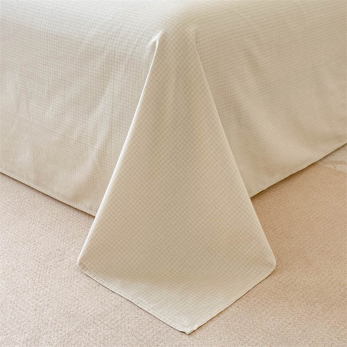 91家纺网 家纺一手货源 找家纺 芙绣家纺 2025新款A类全棉小清新印花单床单学生单品 格子-咖