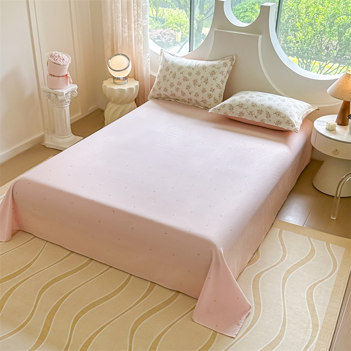 91家纺网 家纺一手货源 找家纺 芙绣家纺 2025新款A类全棉小清新印花单床单学生单品 花朵-浅玉