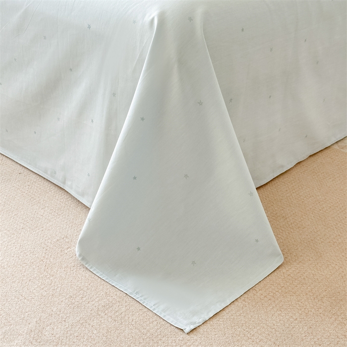 91家纺网 家纺一手货源 找家纺 芙绣家纺 2025新款A类全棉小清新印花单床单学生单品 星星-蓝