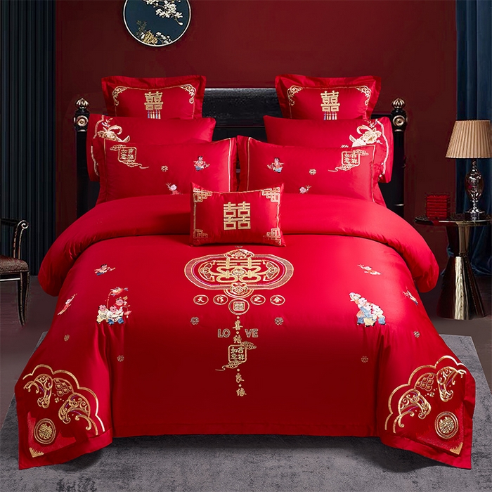 91家纺网 家纺一手货源 找家纺 （总）千禧家纺2025新款13372全棉绣花婚庆四件套