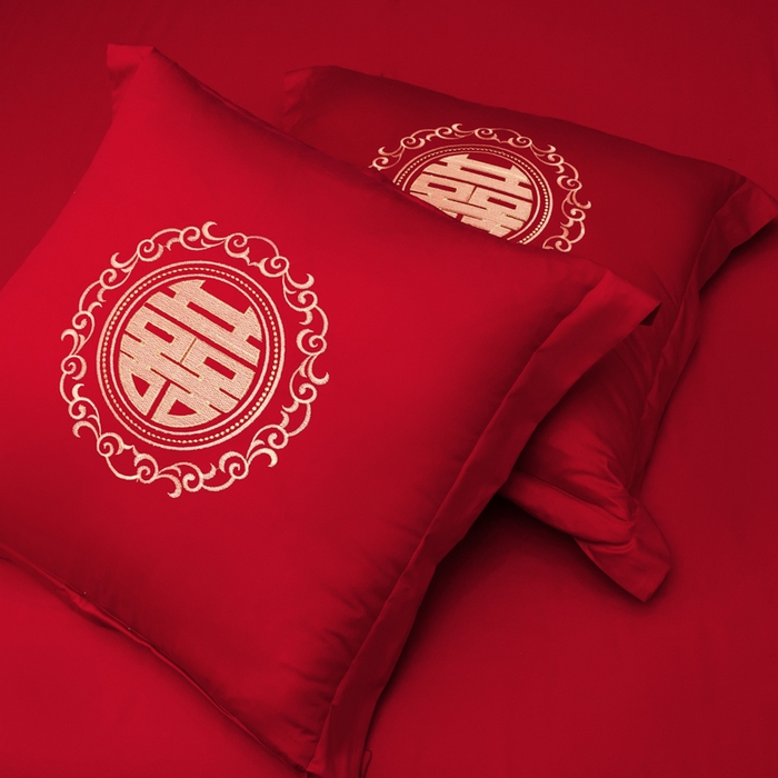 91家纺网 家纺一手货源 找家纺 千禧家纺2025新款13372全棉绣花婚庆四件套 花满盈阁