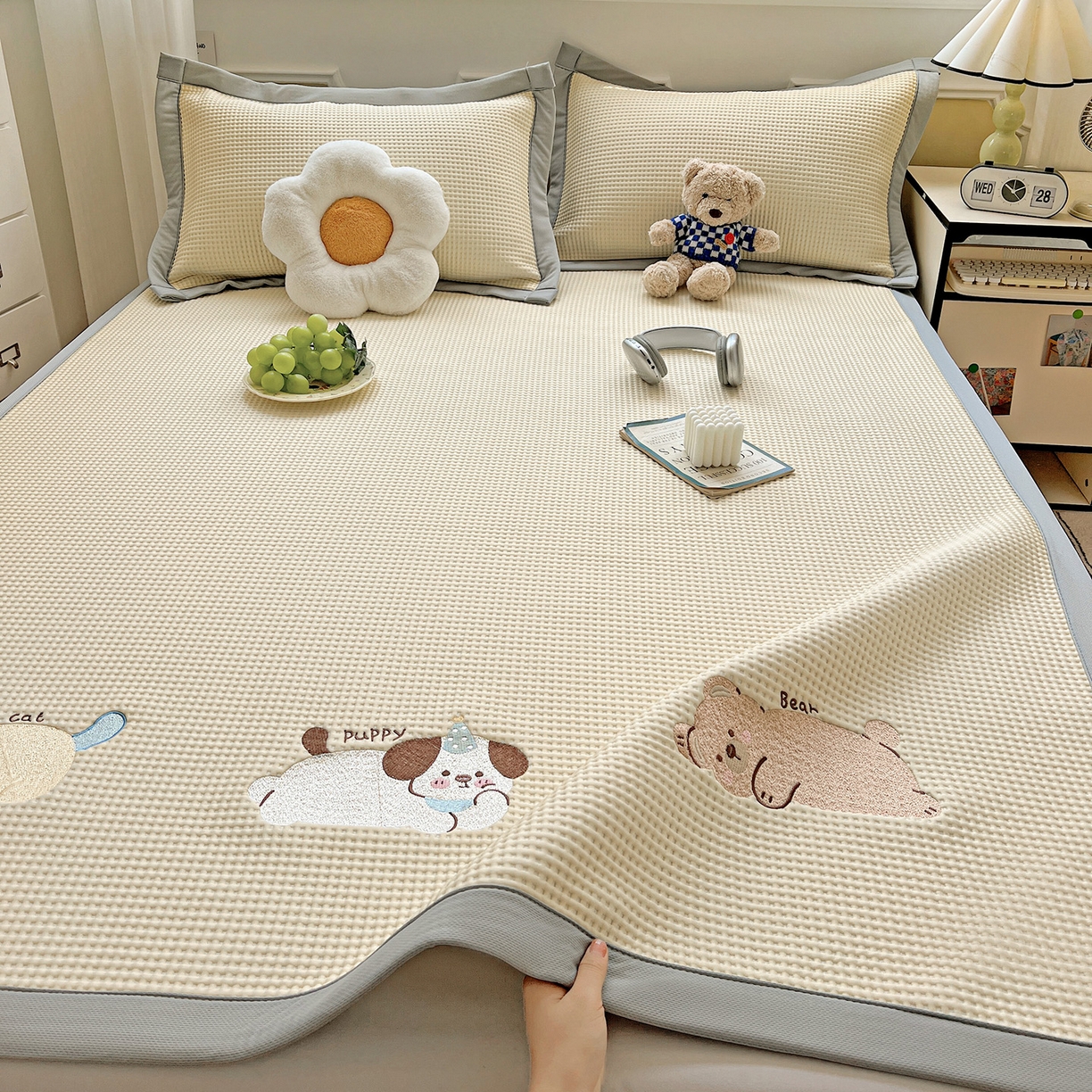 （总）慕尚家纺 2025新款冰豆豆带有乙纶刺绣凉席席子床席款