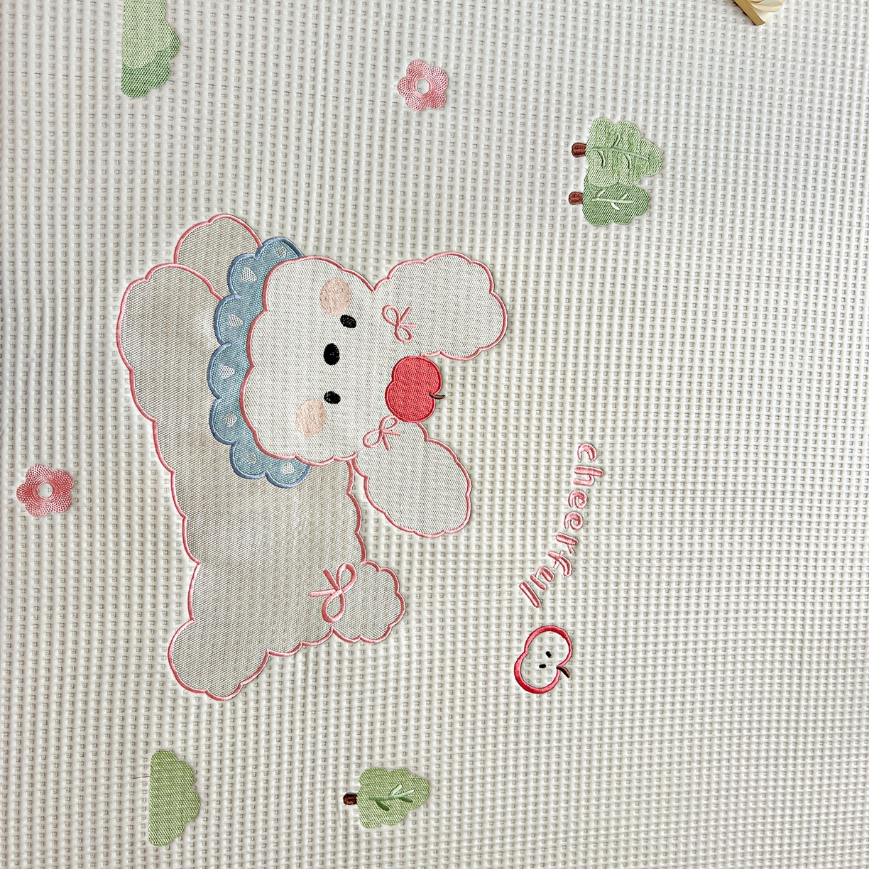 91家纺网 家纺一手货源 找家纺 慕尚家纺 2025新款冰豆豆带有乙纶刺绣凉席席子床席款 小小可爱兔 床席款