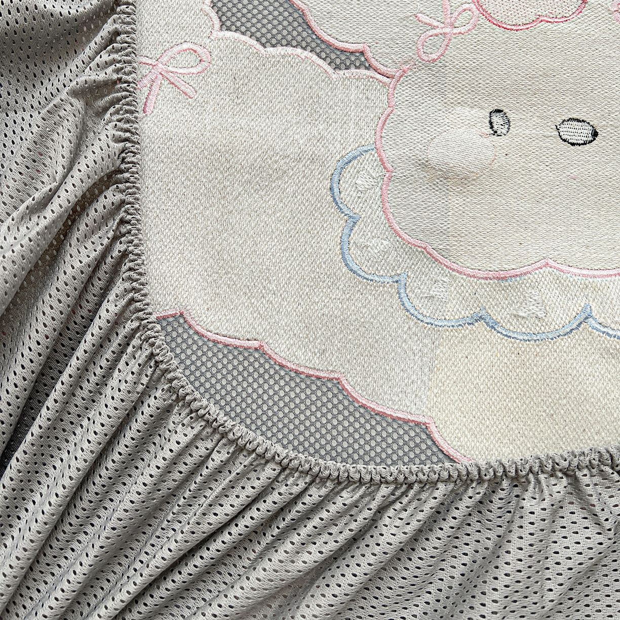 91家纺网 家纺一手货源 找家纺 慕尚家纺 2025新款冰豆豆带有乙纶刺绣凉席席子床笠款 小小可爱兔 床笠款