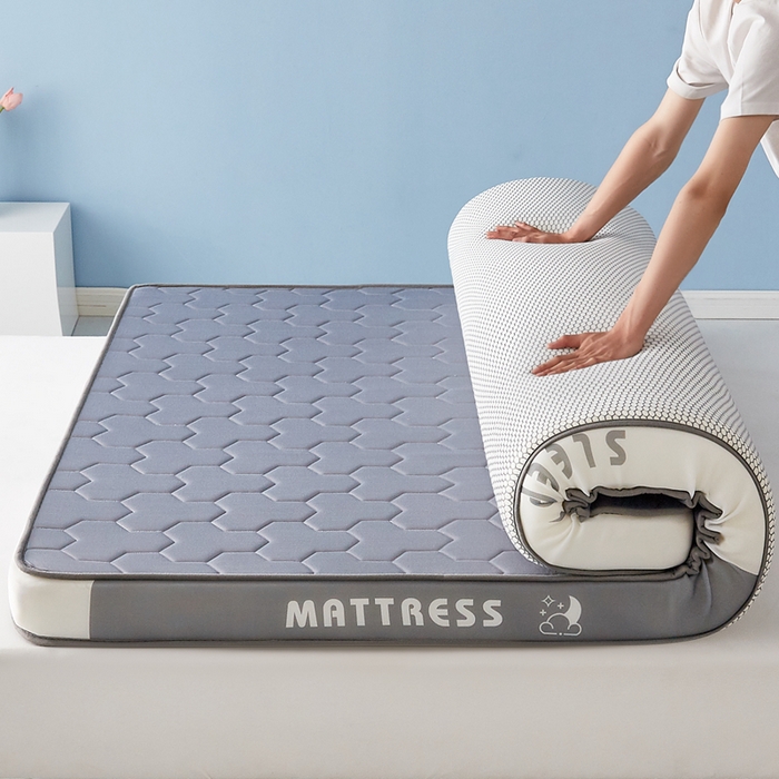 91家纺网 家纺一手货源 找家纺 一禾 2025新款立体纯色海绵牛奶丝床垫-成人床垫 立体灰