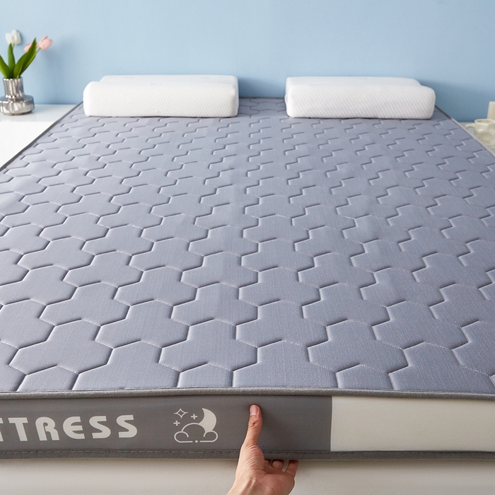 91家纺网 家纺一手货源 找家纺 一禾 2025新款立体纯色海绵牛奶丝床垫-成人床垫 立体灰