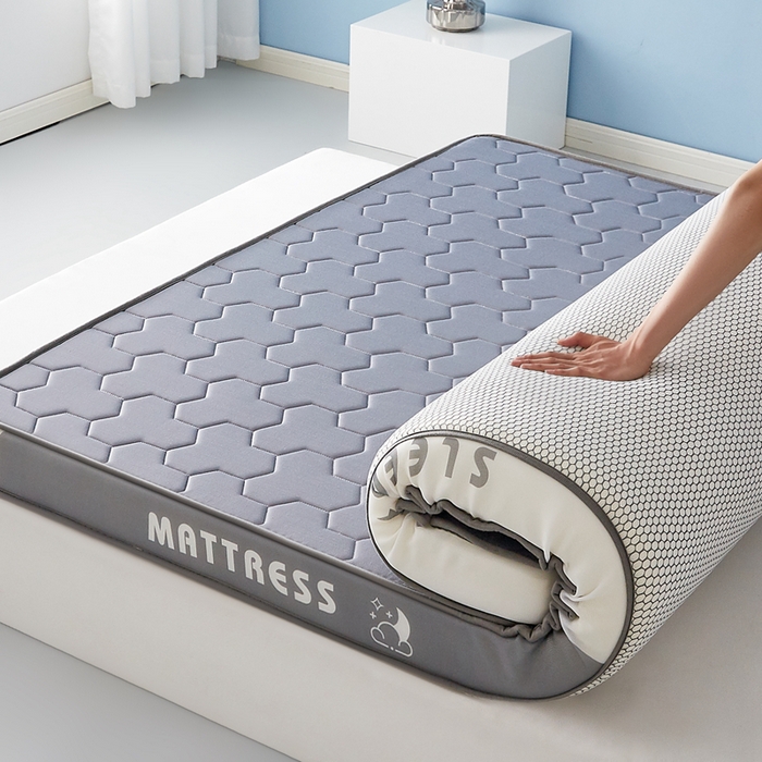 91家纺网 家纺一手货源 找家纺 一禾 2025新款立体纯色海绵牛奶丝床垫-成人床垫 立体灰