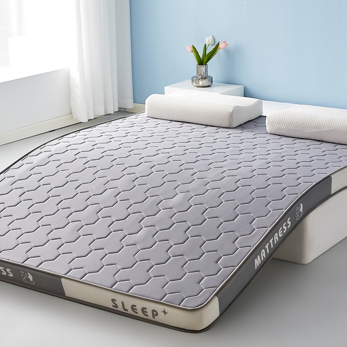 91家纺网 家纺一手货源 找家纺 一禾 2025新款立体纯色海绵牛奶丝床垫-成人床垫 立体灰