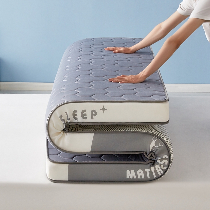 91家纺网 家纺一手货源 找家纺 一禾 2025新款立体纯色海绵牛奶丝床垫-成人床垫 立体灰