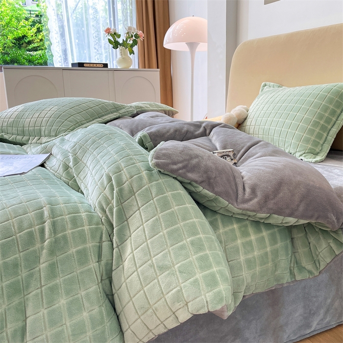 91家纺网 家纺一手货源 找家纺 （总）兰紫橙2025新款牛奶绒色织提花四件套,方块-薄荷绿,方块-海青,方块-卡其,方块-米白橙,方块-米白青,方块-奶油黄,方块-银灰,麦穗-粉玉,麦穗-卡其,麦穗-麦芽黄,麦穗-米白,麦穗-浅水蓝,麦穗-深灰,麦穗-雾蓝,麦穗-银灰