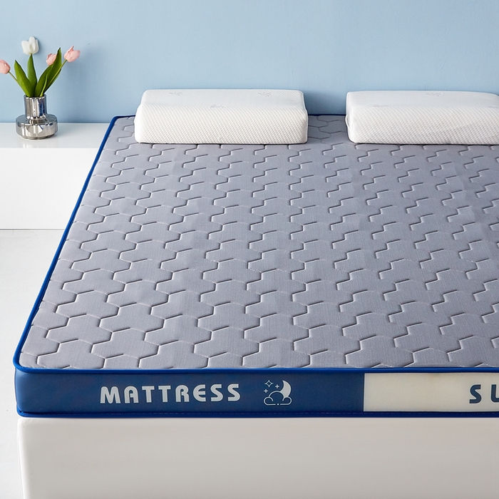 91家纺网 家纺一手货源 找家纺 一禾 2025新款立体纯色海绵牛奶丝床垫-成人床垫 立体灰蓝