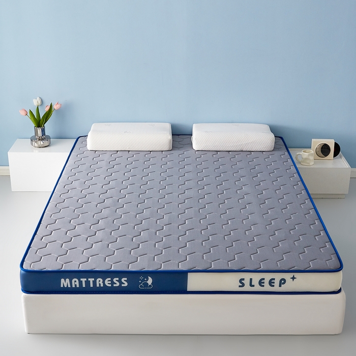 91家纺网 家纺一手货源 找家纺 一禾 2025新款立体纯色海绵牛奶丝床垫-成人床垫 立体灰蓝