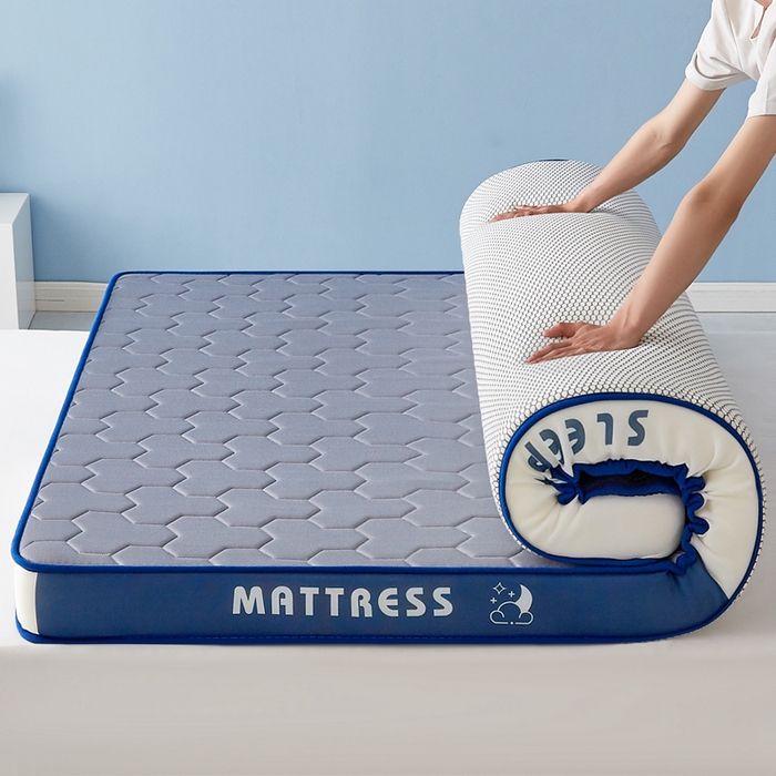 91家纺网 家纺一手货源 找家纺 一禾 2025新款立体纯色海绵牛奶丝床垫-成人床垫 立体灰蓝