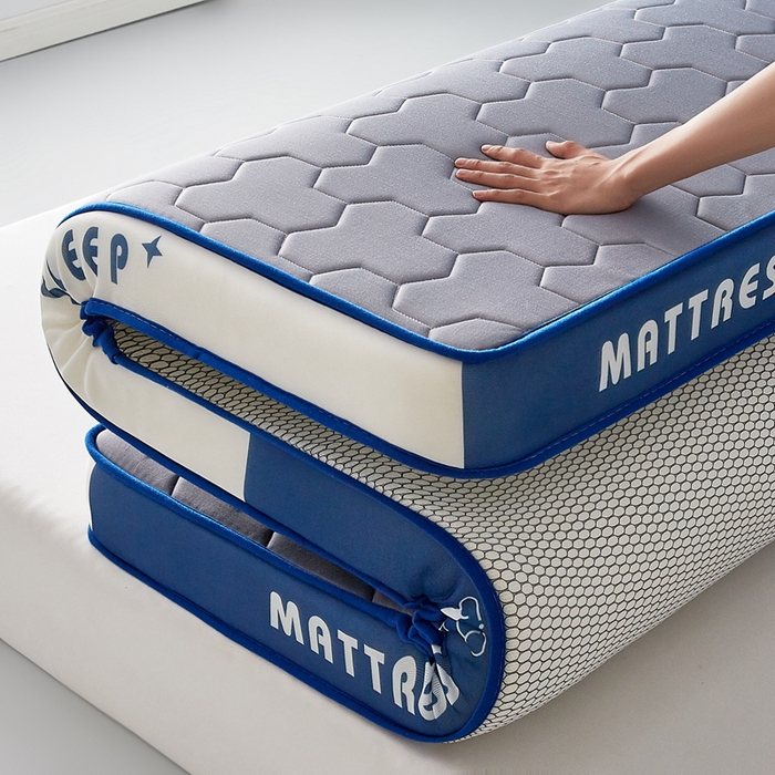 91家纺网 家纺一手货源 找家纺 一禾 2025新款立体纯色海绵牛奶丝床垫-成人床垫 立体灰蓝