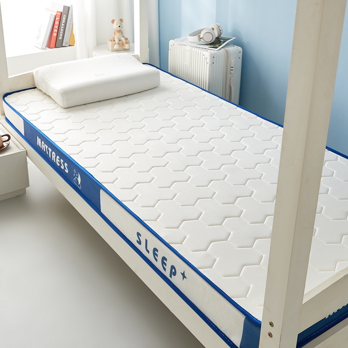 91家纺网 家纺一手货源 找家纺 一禾 2025新款立体纯色海绵牛奶丝床垫-学生床垫 立体白蓝