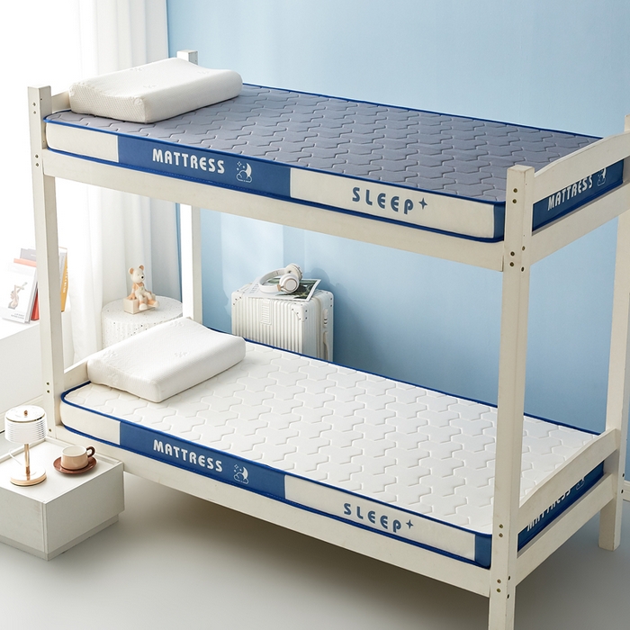 91家纺网 家纺一手货源 找家纺 一禾 2025新款立体纯色海绵牛奶丝床垫-学生床垫 立体白蓝