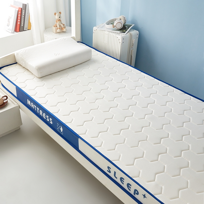 91家纺网 家纺一手货源 找家纺 一禾 2025新款立体纯色海绵牛奶丝床垫-学生床垫 立体白蓝