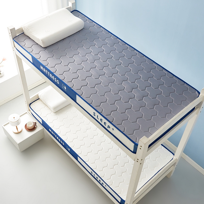 91家纺网 家纺一手货源 找家纺 一禾 2025新款立体纯色海绵牛奶丝床垫-学生床垫 立体灰蓝