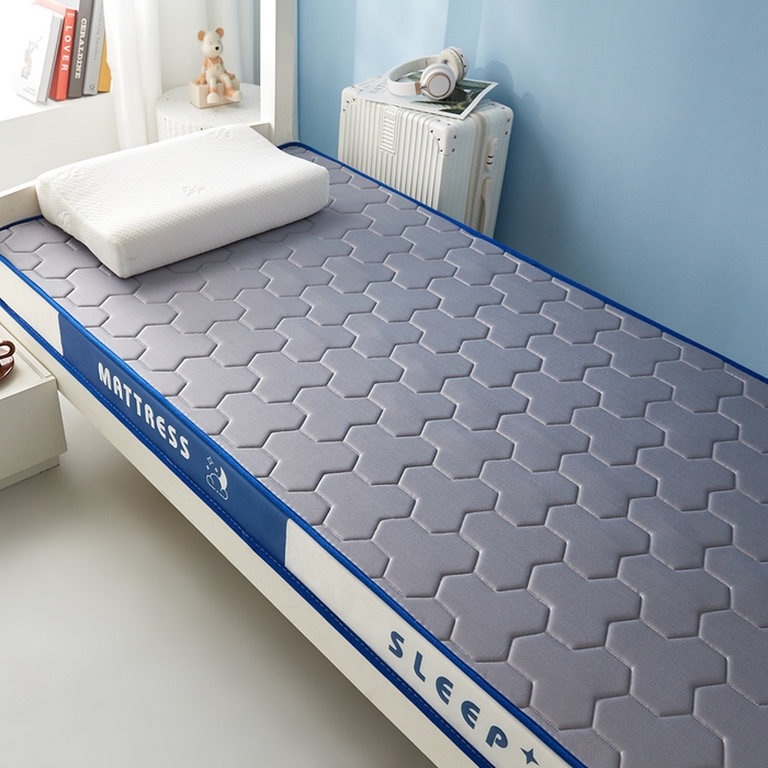 91家纺网 家纺一手货源 找家纺 一禾 2025新款立体纯色海绵牛奶丝床垫-学生床垫 立体灰蓝